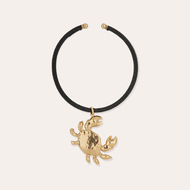 Collier Sari Krabe doré - Cuir