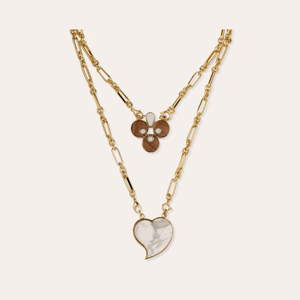 Collier Scapulaire Mirage doré - Bois & Nacre Blanche 