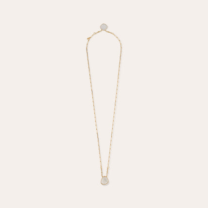 Collier Scapulaire Serti doré - Cristal & Nacre blanche