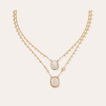 Collier Scapulaire Ovo doré - Nacre blanche