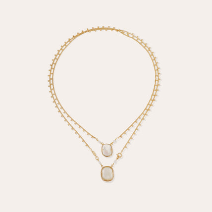 Collier Scapulaire Ovo doré - Nacre blanche