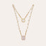Collier Scapulaire serti doré - Nacre blanche & Quartz rose