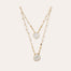 Collier Scapulaire Serti doré - Nacre blanche & Cristal