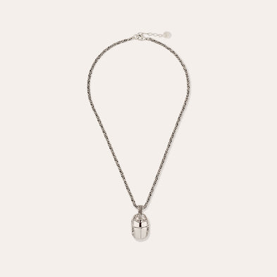 silver-plated Scarab Necklace