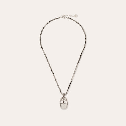 silver-plated Scarab Necklace