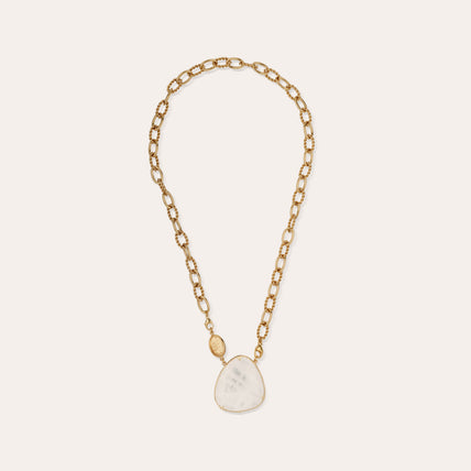 Collier Billy Silia grand modèle doré - Cristal de roche
