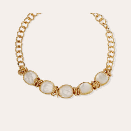 Collier Sirena doré - Nacre blanche