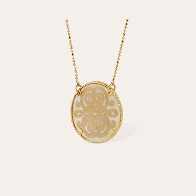 Collier Sun Diva grand modèle doré - Nacre blanche