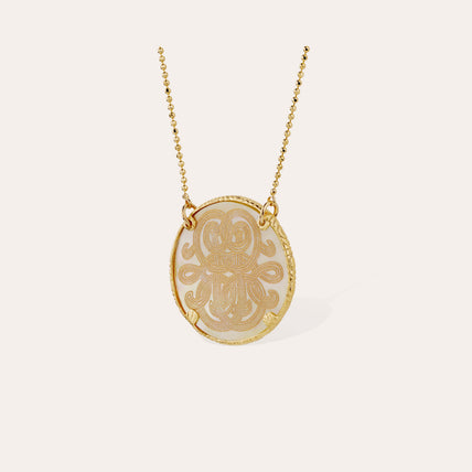 Sun Diva large gold necklace - White mother-of-pearl