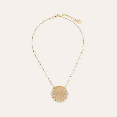 Collier Sun Diva grand modèle doré - Nacre blanche