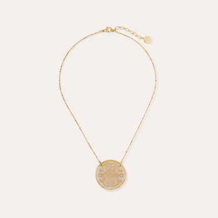 Sun Diva large gold necklace - White mother-of-pearl