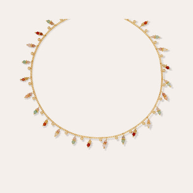 Collier Tangerine doré - Quartz Vert & Quartz rose