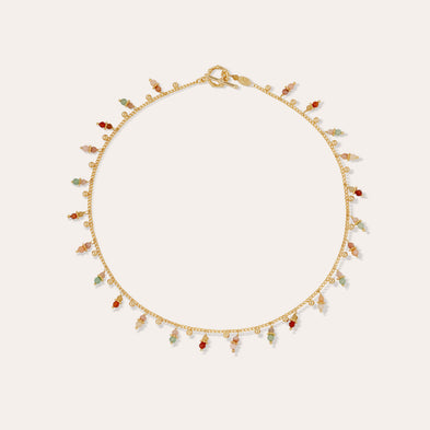 Collier Tangerine doré - Quartz Vert & Quartz rose
