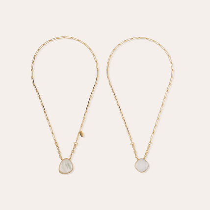 Collier Scapulaire Serti doré - Cristal & Nacre blanche