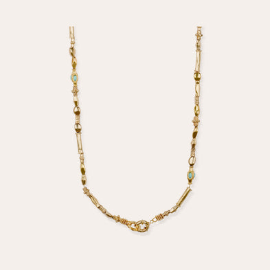 Kali cabochon medium necklace gold-plated - Turquoise Matrix
