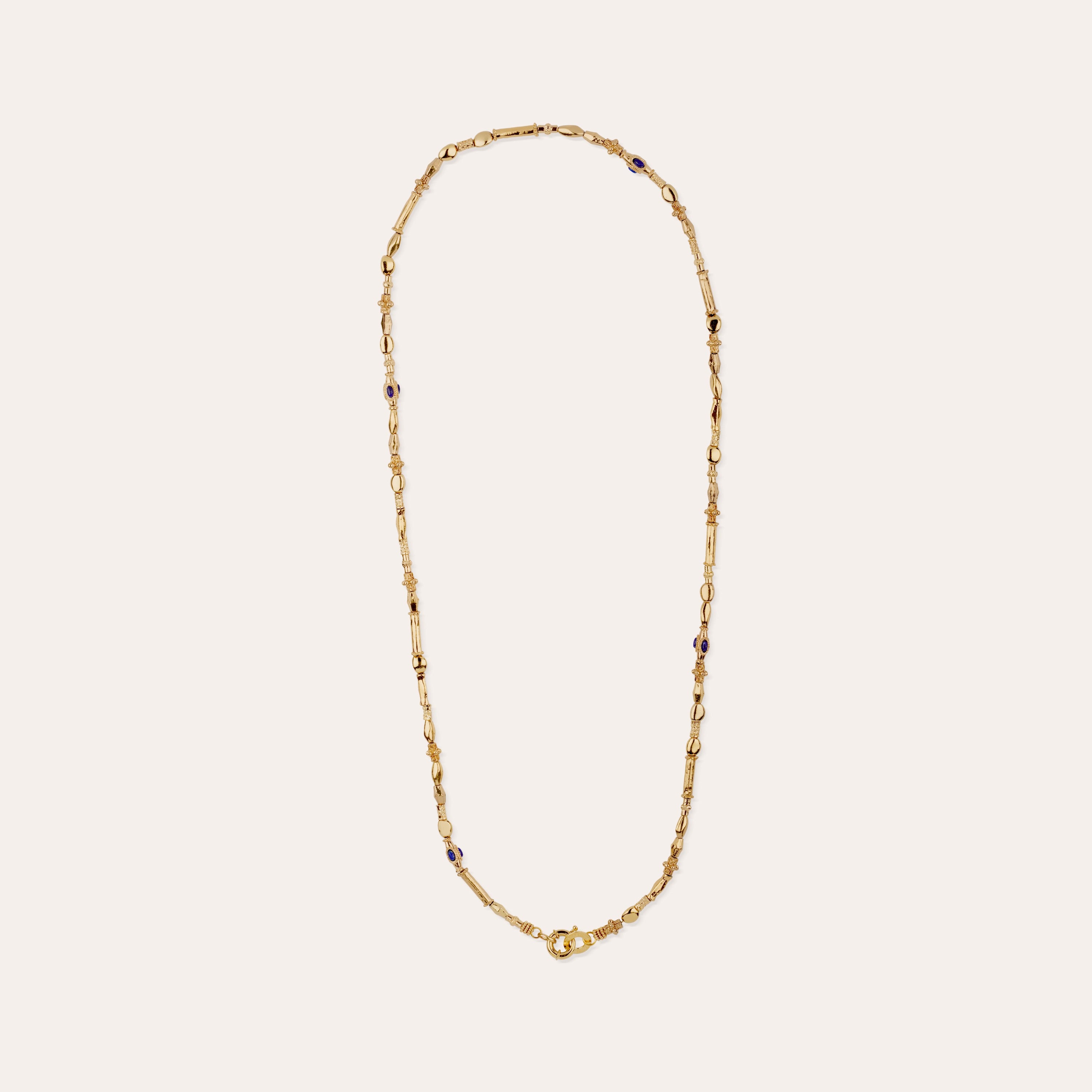Kali Gold Cabochon Long Necklace - Lapis – Gas Bijoux