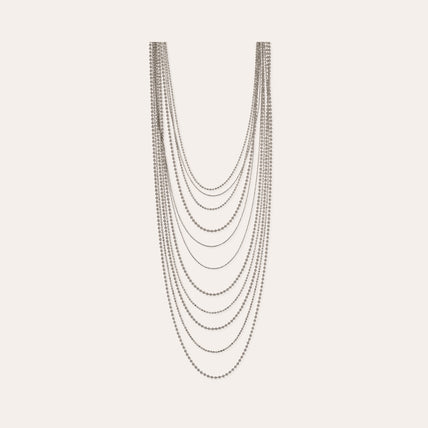 Fine silver-plated Roméo long necklace