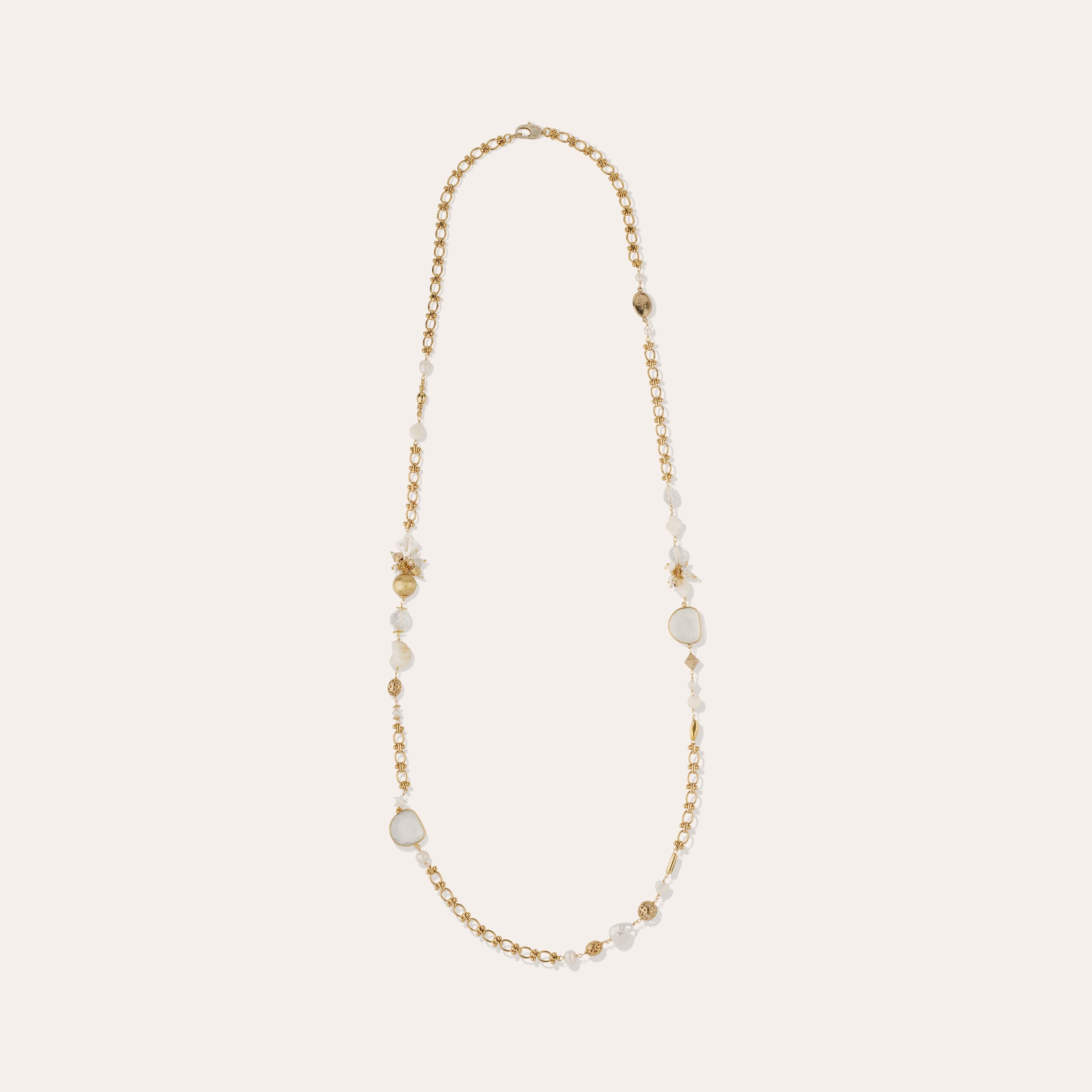 Victorian Long Necklace - White Mother-of-Pearl – Gas Bijoux