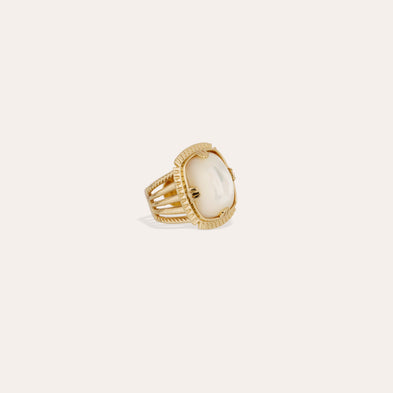 Bague Arty dorée - Nacre Blanche 