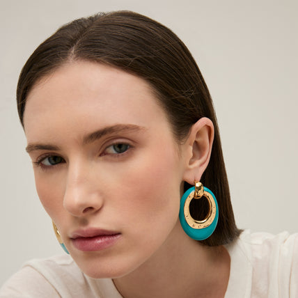 Boucles d'oreilles Selva petit modèle acetate dorées - Bleu 