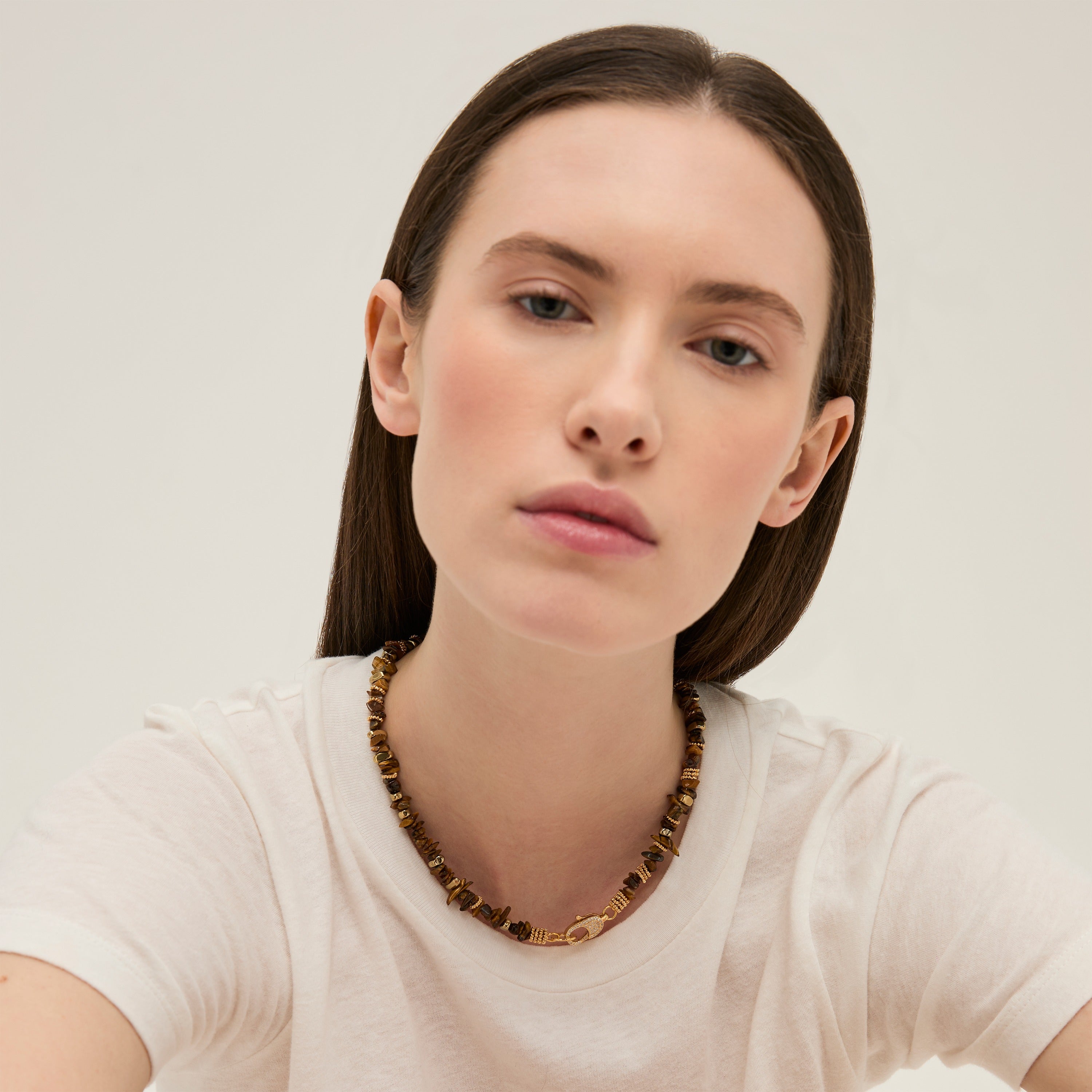 Aloha Mini Gold Necklace - Tiger's Eye – Gas Bijoux