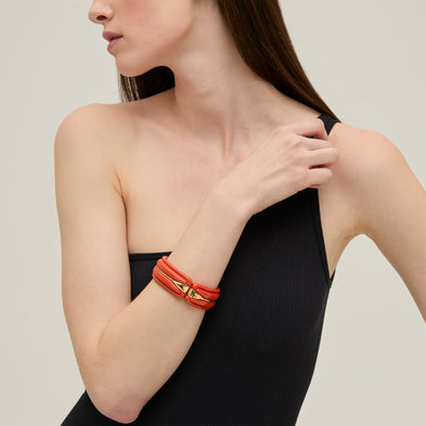 Bracelet Écume doré - Corail