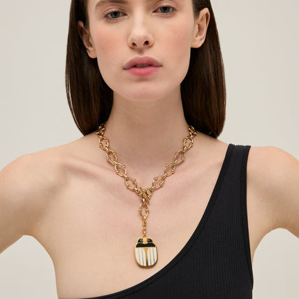 Charm pendentif Mirage Scarabée émail grand modèle doré