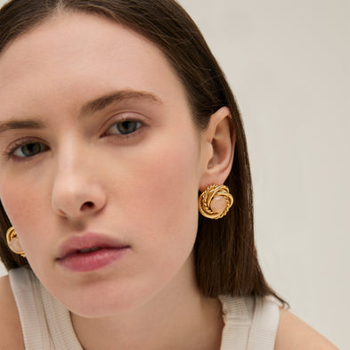 Atika gold earrings - Rose Quartz