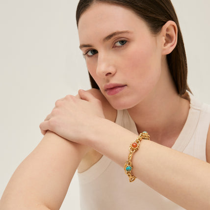 Bracelet Amarante multi doré - Cornaline & Rhodonite