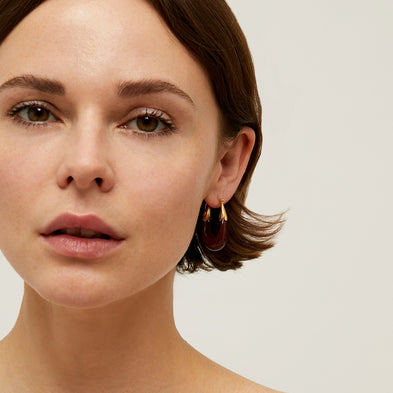 Boucles d'oreilles Écume petit modèle acétate dorées - Pourpre