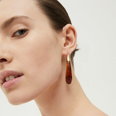 Boucles d'oreilles Écume acétate dorées - Écaille