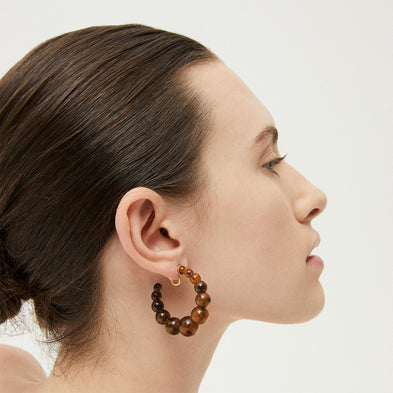 Boucles d'oreilles créoles Andy petit modèle dorées - Marron