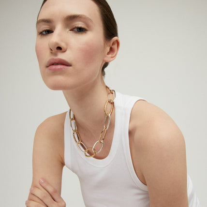 Collier Maille Ovale grand modèle bicolore