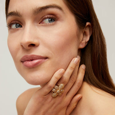 Bague Agapa dorée - Zircone