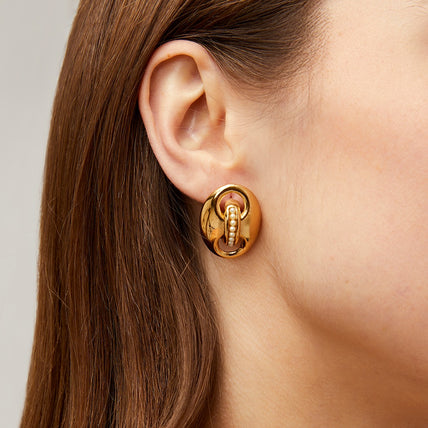 Boucles d'oreilles puces Cophea mini dorées - Perles nacrées