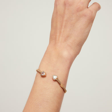 Duality Amore rhinestone gold bangle bracelet