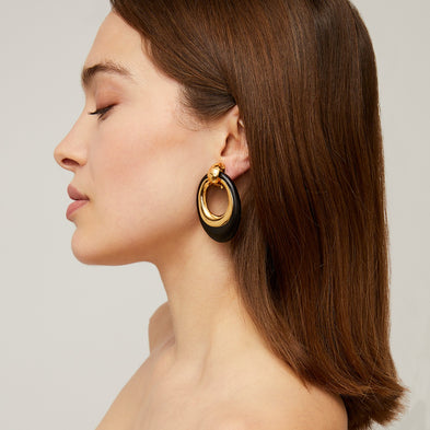 Boucles d'oreilles Selva grand modèle acetate - Noir