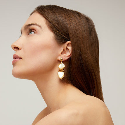 Boucles d'oreilles Sirena dorées - Nacre blanche