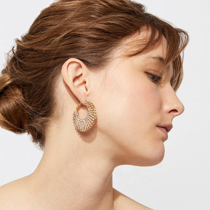 Izzia strass large earrings gold finish