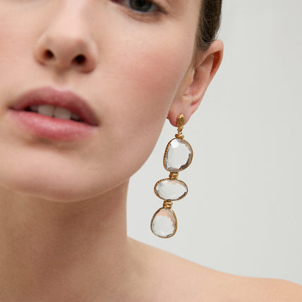 Boucles d'oreilles Sireine dorées - Cristal