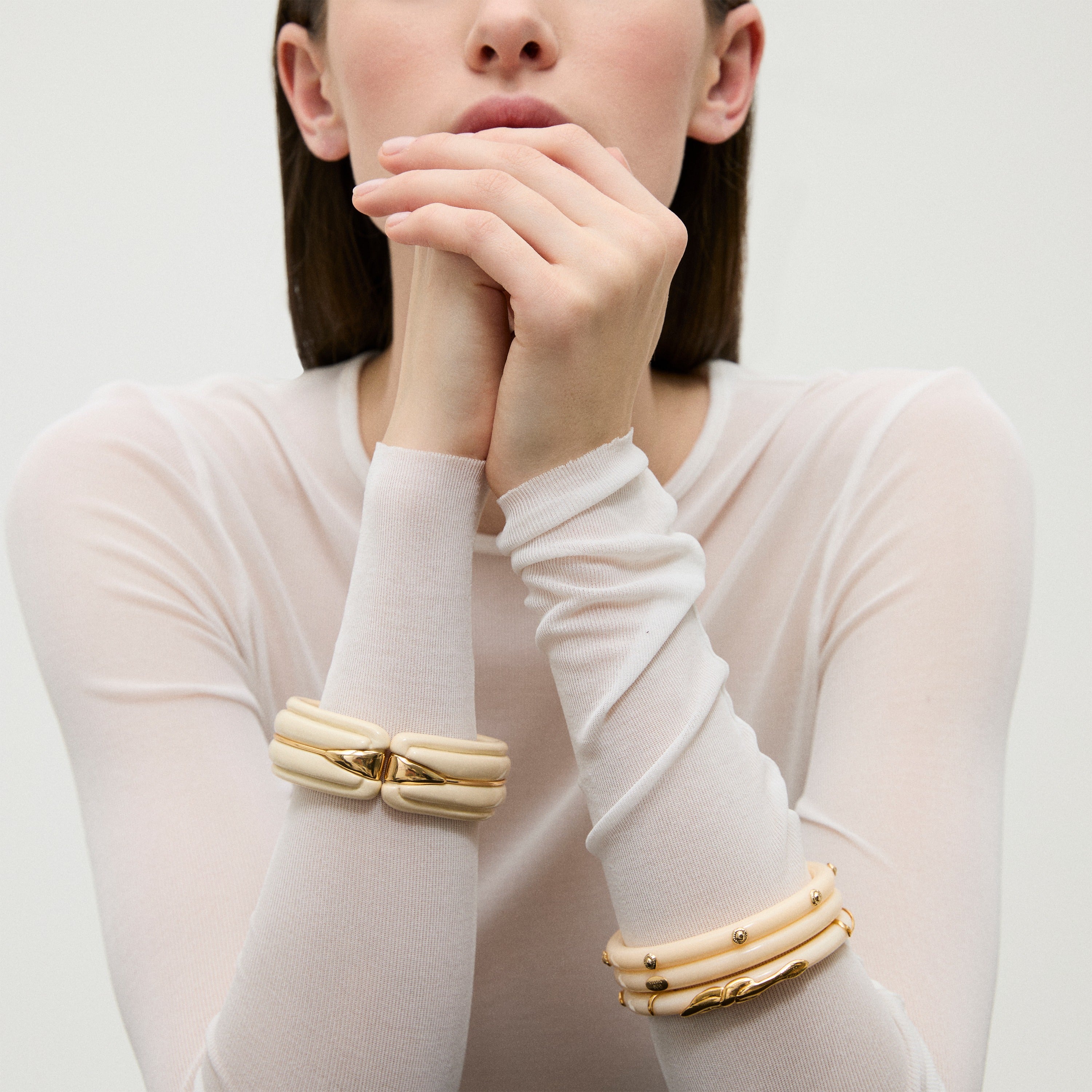 Cobra Gold-Plated Acetate Bangle Bracelet - Ivory – Gas Bijoux Cobra Gold-Plated Acetate Bangle Bracelet - Ivory – Gas Bijoux