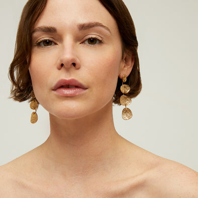 Boucles d'oreilles Eclipse 4 rangs dorées
