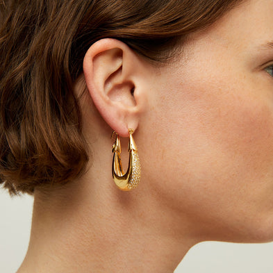 Boucles d'oreilles Écume petit modèle dorées - Zircone