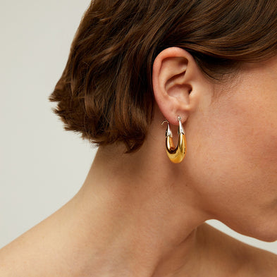 Boucles d'oreilles Écume petit modèle bicolore dorées