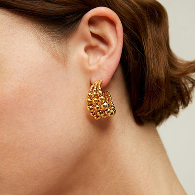 Boucles d'oreilles créoles Multiperla mini dorées