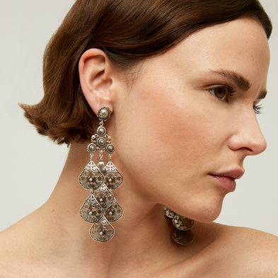 Boucles d'oreilles Orferia grand modèle argentées
