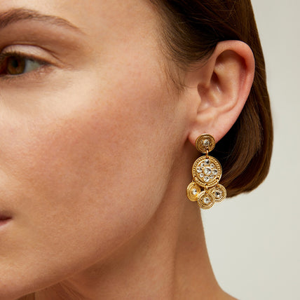 Sequin two-row gold earrings
