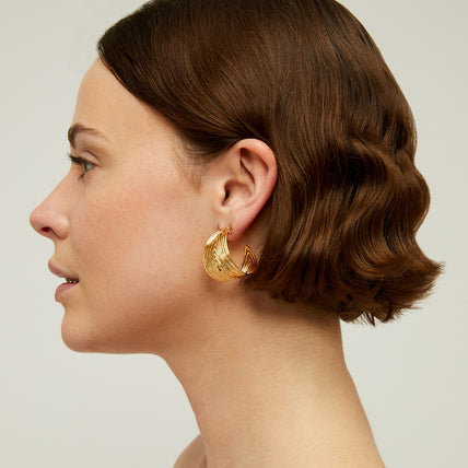 Gold Wave hoop earrings