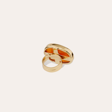Bague Aura mini dorée - Cornaline 