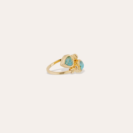 Bague Duality Amore dorée - Turquoise